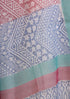 Kota Doria Dupatta in Beetroot Red and Sapphire Blue Graphic Block Print